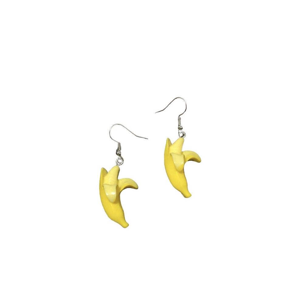 Novelty Retro Summer Yellow Banana Dangle Resin Earrings